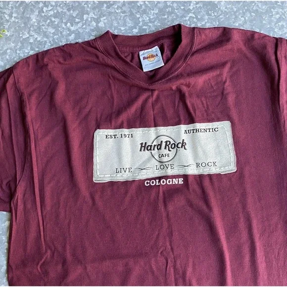 Hard Rock Cafe Cologne Germany T-Shirt Short Sleeve Maroon Red‎ XL - Picture 6 of 6